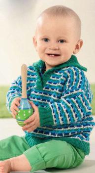 Вязание для малышей. ПОЛОСАТЫЙ ПУЛОВЕР СПИЦАМИ