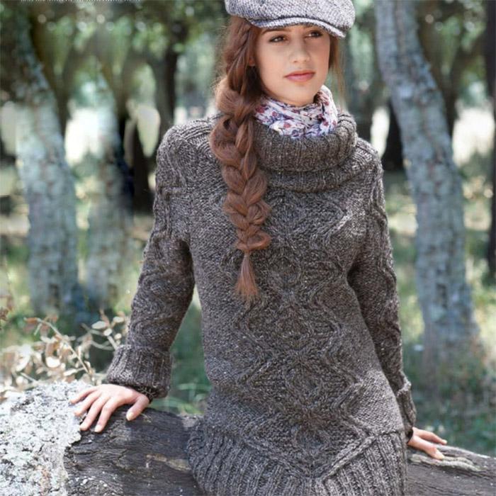 Вязание для женщин. Пуловер спицами с аранами