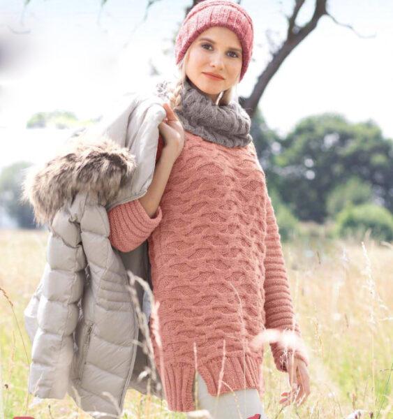Вязание для женщин. Пуловер, шарф-петля и шапка спицами