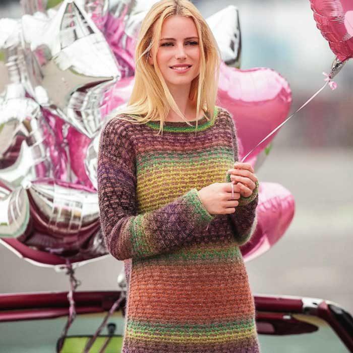Вязание для женщин. Разноцветный пуловер спицами