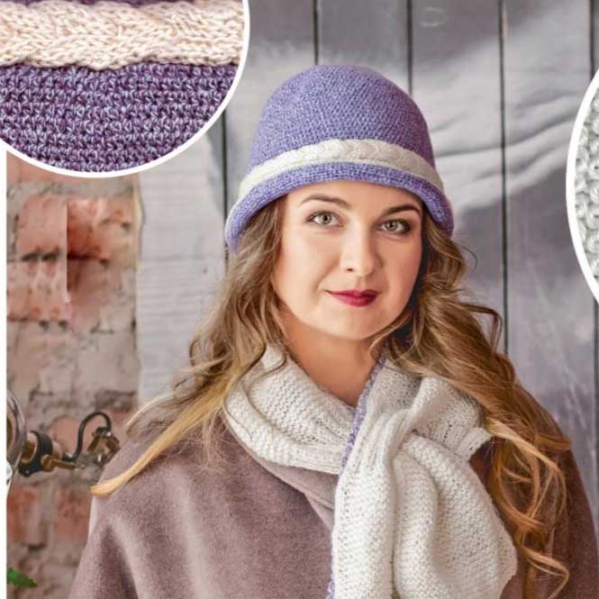 Вязание для женщин. Шляпка спицами и шарф спицами с декоративной косичкой