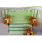 Вязание для малышей. Светло-зеленый пуловер спицами в полоску