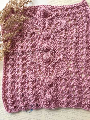 Ажурный красивый узор с шишечками для пуловера, схема узора