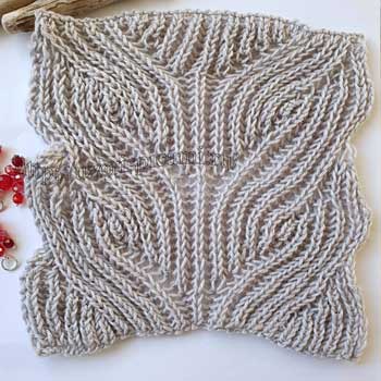 Красивый объемный узор спицами для пуловера, схема узора