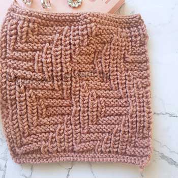 Плотный рельефный узор спицами для шарфа, пуловера, схема узора