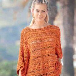 Вязание для женщин. Пуловер, связанный поперек спицами