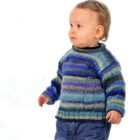 Вязание для детей. Пуловер сине-зелёного цвета спицами