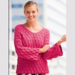 Вязание для женщин. Пуловер спицами с узором из «сот»