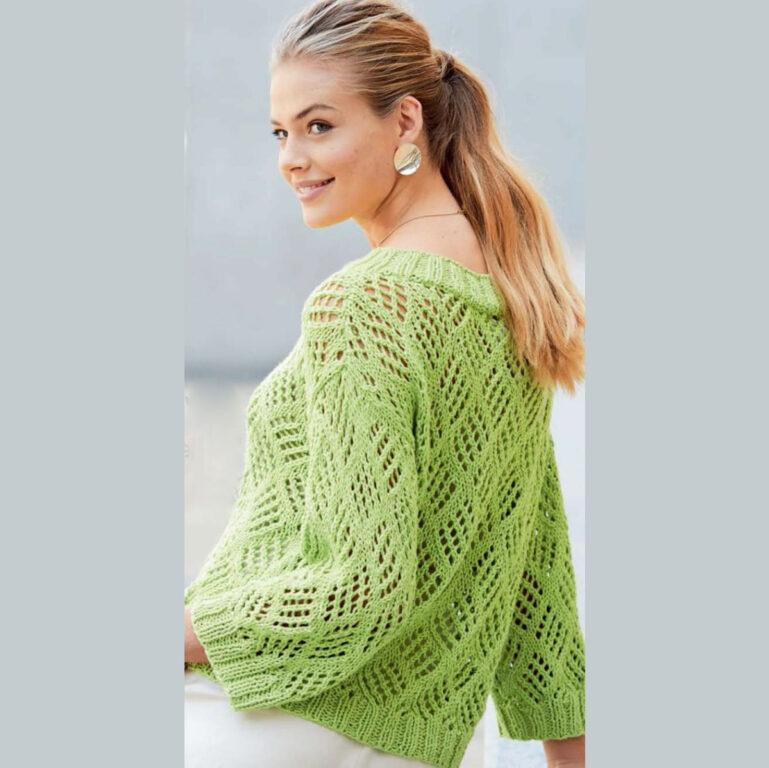 Вязание для женщин. Пуловер спицами с ажурным узором