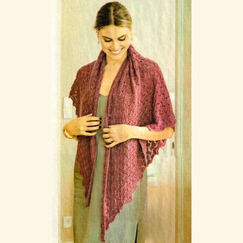 Вязание для женщин. Треугольный платок из шелка и кашемира спицами