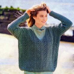 Вязание для женщин. Ажурный пуловер оверсайз спицами