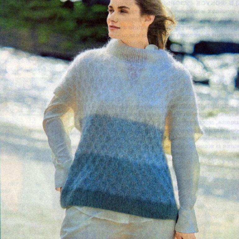 Вязание для женщин. Пуловер без рукавов из мохера и шелка спицами