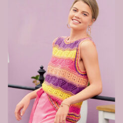 Вязание для женщин. Разноцветный топ спицами