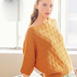Вязание для женщин. Пуловер спицами с цельновязаными рукавами и горловиной-лодочкой